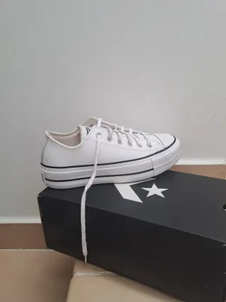 Converse piel blanca plataforma