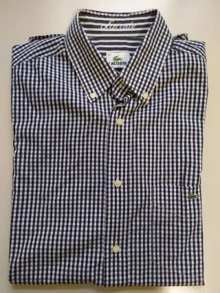 Camisa Lacoste cuadros azul y blanco Talla M
