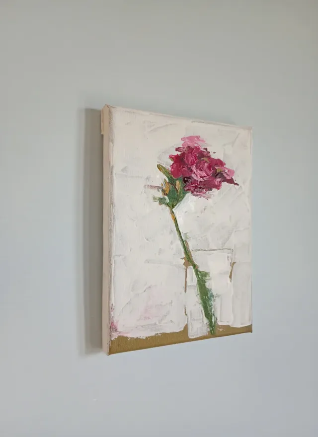 Dipinto astratto rosa rossa su tela