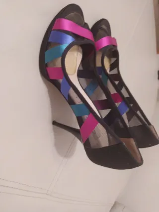 Zapatos italianos tacón negro talla 38