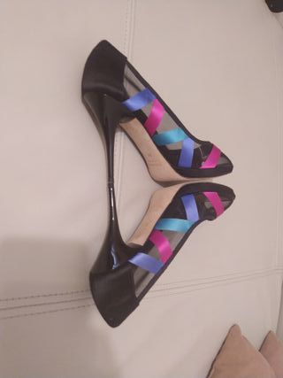 Zapatos italianos tacón negro talla 38