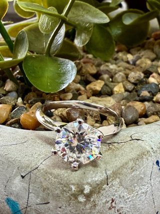 Anillo Plata Moissanita Chapado Oro Blanco