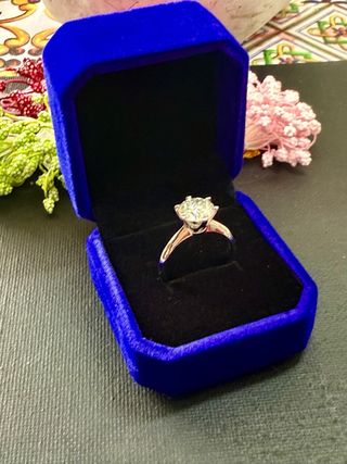 Anillo Plata Moissanita Chapado Oro Blanco