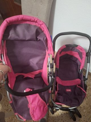 Carrito de muñecas rosa y morado