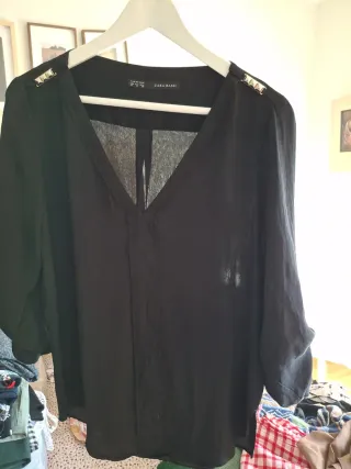 Blusón negro fluido Zara Talla M