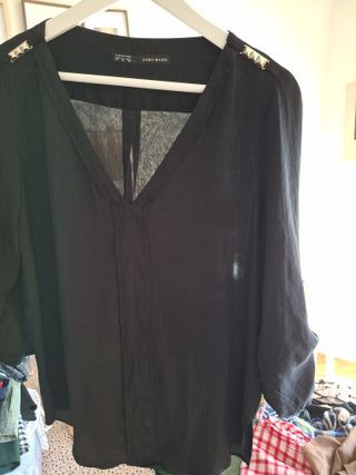Blusón negro fluido Zara Talla M