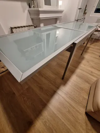 Mesa extensible cristal y madera La Oca