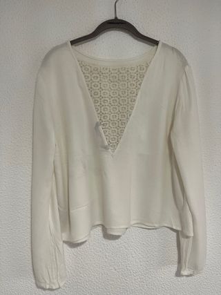 Blusa Zara manga larga blanca
