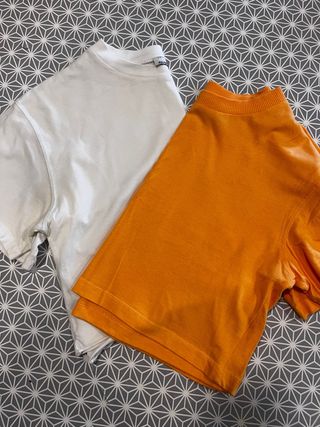 Pack 2 Camisetas Crop Blanca y Naranja