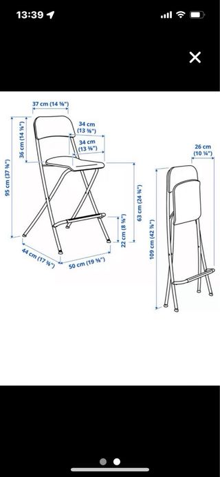 Taburete Alto Plegable IKEA FRANKLIN negro