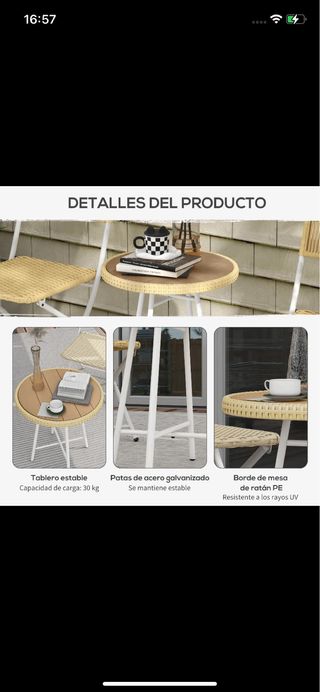 Tavolino rotondo in rattan e metallo