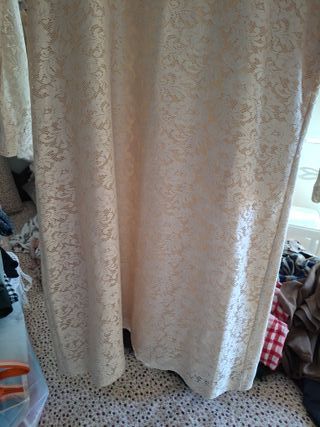 Vestido beige encaje manga larga