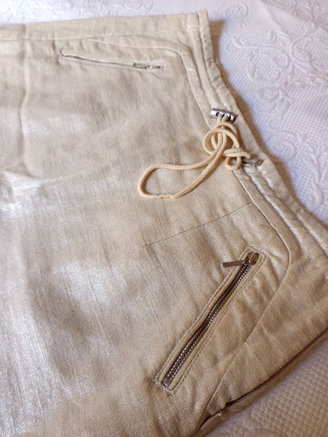 Minifalda Tintoretto Talla 38 Beige/Dorado