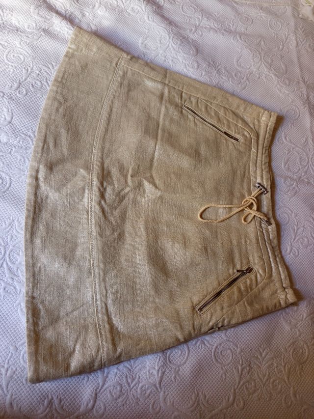 Minifalda Tintoretto Talla 38 Beige/Dorado
