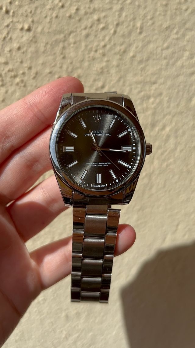 Reloj Rolex Oyster Perpetual Negro Plata 42mm