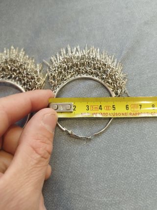 Pendientes vintage mujer plateados y beige