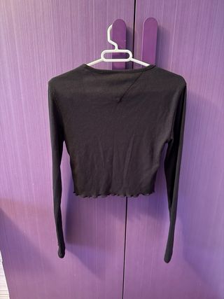 Top Tommy Jeans Negro Manga Larga