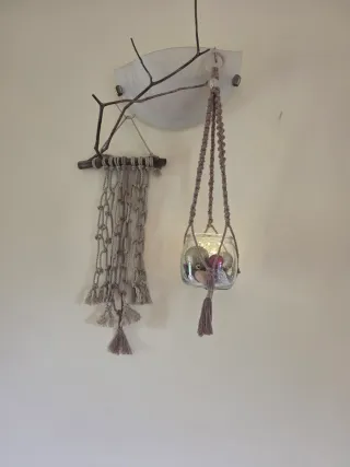 Portavaso macramè tapiz de pared Nordico Scandinav