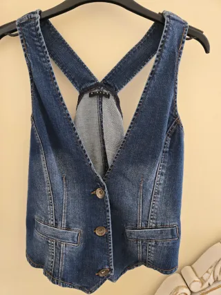Chaleco vaquero Sisley azul mujer