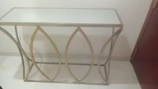 Consolle d'ingresso in argento con vetro