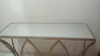 Consolle d'ingresso in argento con vetro