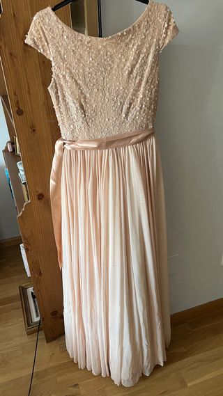 Vestido largo lentejuelas oro rosa