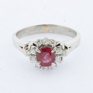 Anillo Platino Rubí y Diamantes