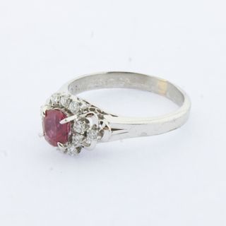 Anillo Platino Rubí y Diamantes