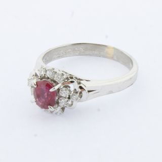 Anillo Platino Rubí y Diamantes