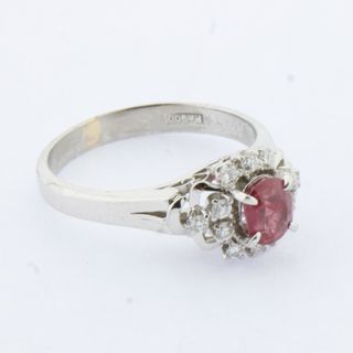 Anillo Platino Rubí y Diamantes