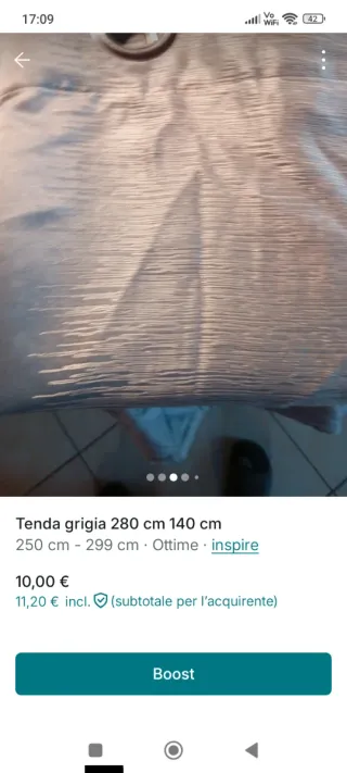 Tende grigie/argento in tessuto