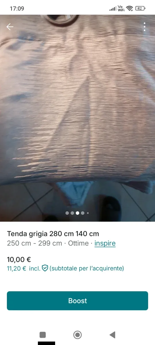 Tende grigie/argento in tessuto