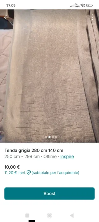 Tende grigie/argento in tessuto