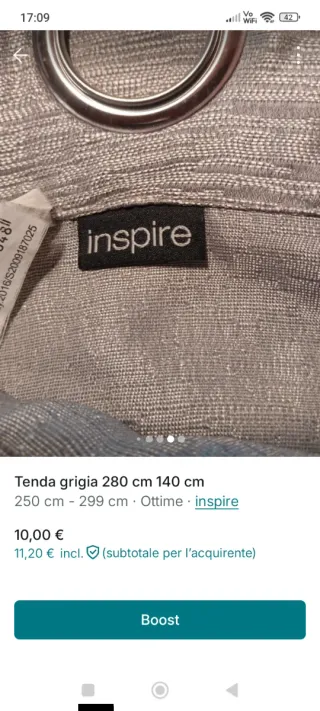 Tende grigie/argento in tessuto