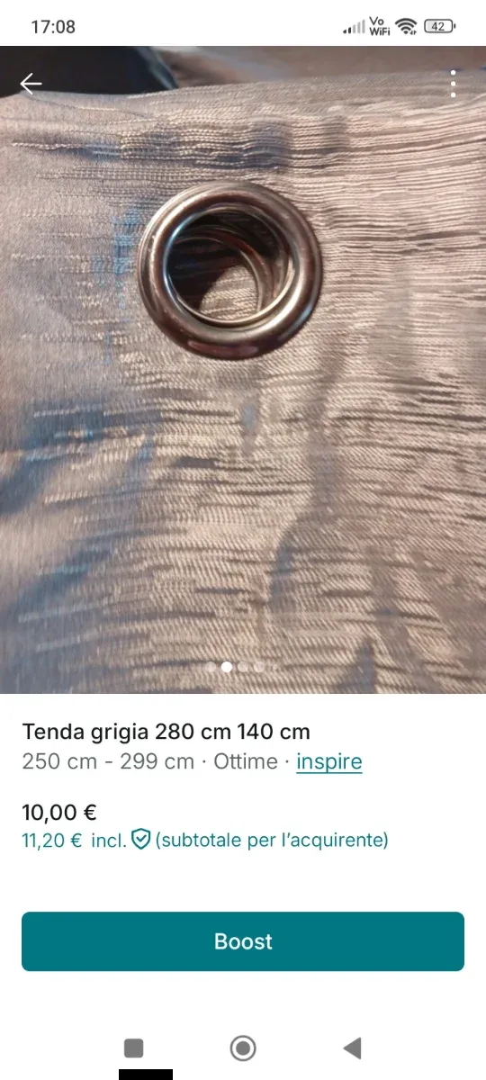 Tende grigie/argento in tessuto