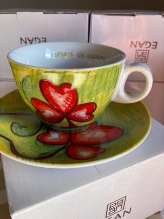 Set 8 Tazze da Tè/Cappuccino Egan con Piattino