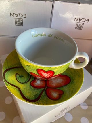 Set 8 Tazze da Tè/Cappuccino Egan con Piattino