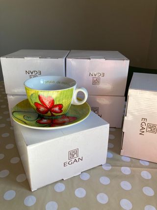 Set 8 Tazze da Tè/Cappuccino Egan con Piattino