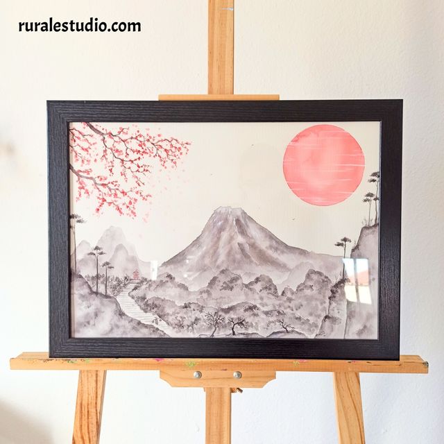 Acuarela japonesa original pintada a mano (L04)