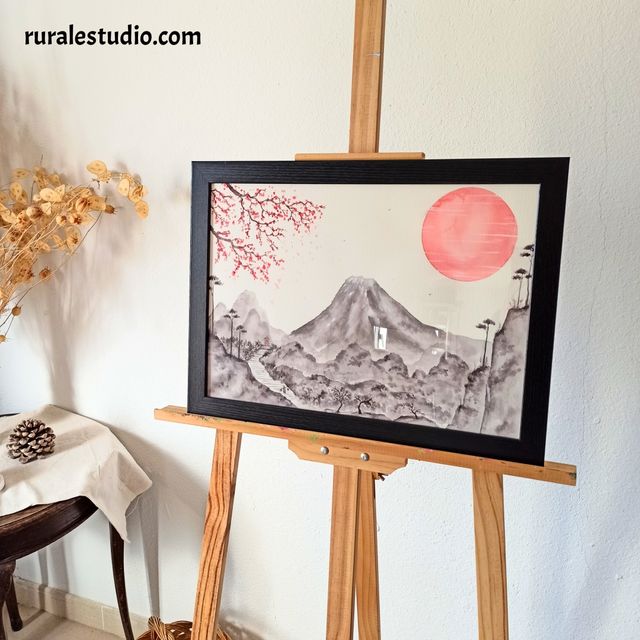 Acuarela japonesa original pintada a mano (L04)