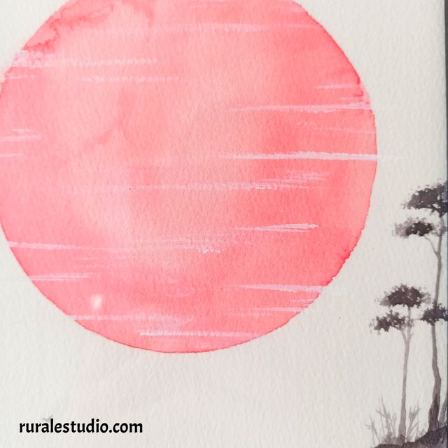 Acuarela japonesa original pintada a mano (L04)