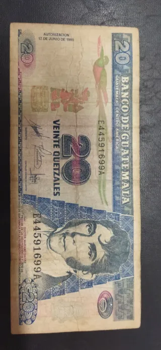 Billete 20 Quetzales Guatemala 1999