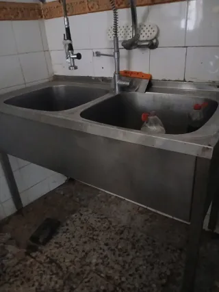 Fregadero industrial doble acero inoxidable