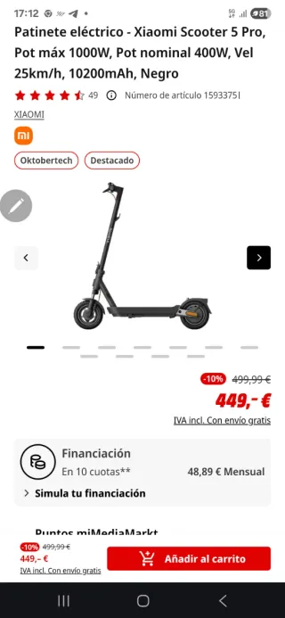 Xiaomi 5 Pro patinete eléctrico
