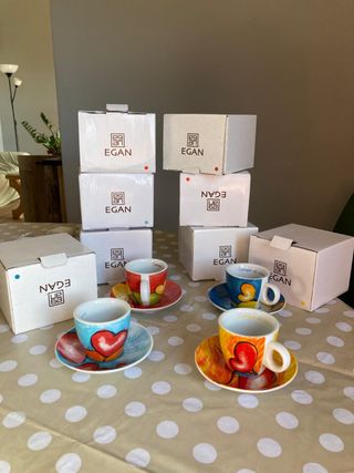 Set 8 tazzine caffè Egan con piattini