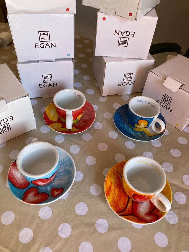 Set 8 tazzine caffè Egan con piattini