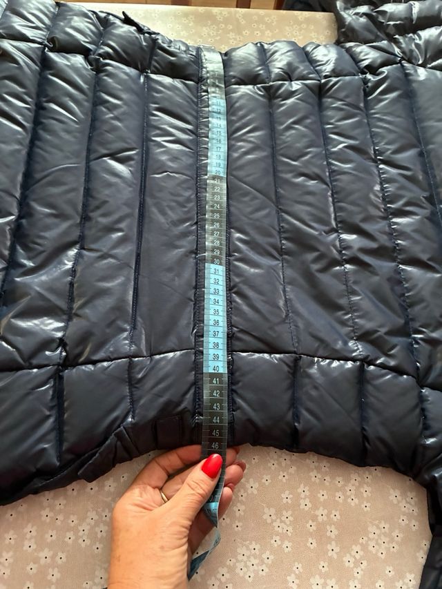 Piumino blu imbottito con cappuccio M