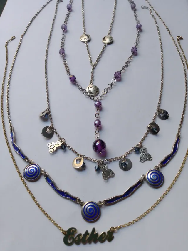 Lote collares plata con abalorios y charms