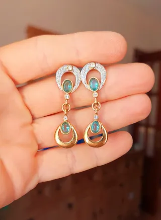 Pendientes baño de oro con piedras turquesa