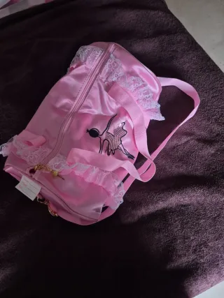 Bolso de ballet rosa con bailarina